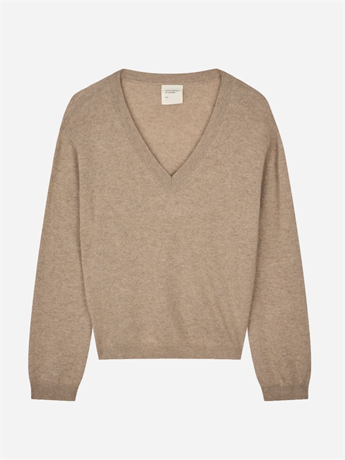 PEOPLES REPUBLIC OF CASHMERE WOMENS OVERSIZED V-NECK TOAST